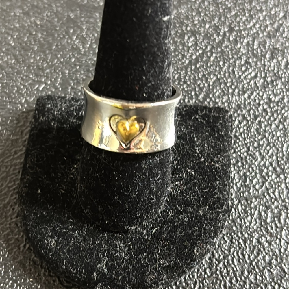 Silver Marked 925 Gold Heart Ring Sterling Silver Size 9​